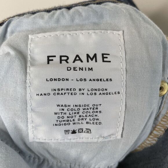 FRAME Jeans Womens 26 Le Skinny de Jeanne Dark Wash Stretch Distressed - Picture 8 of 11